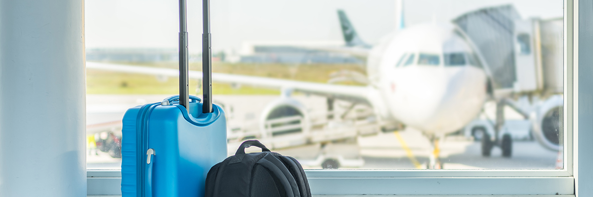 Travel blue suitcase airport aeroplane BANNER