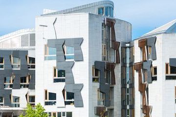 Scottish Parliament Holyrood exterior side view