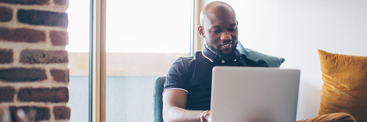 Laptop digital young black man