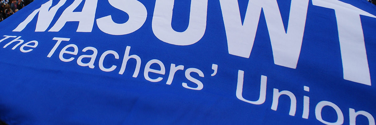 NASUWT large flag strike demo