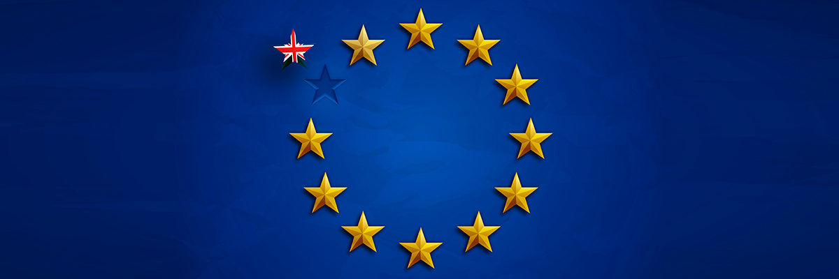 Brexit EU logo UK flag banner