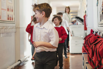 Reopening schools primary children corridor