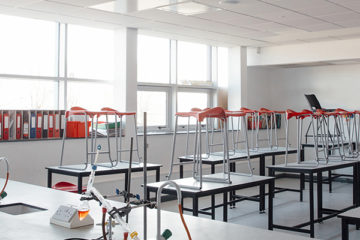 Empty closed school science lab