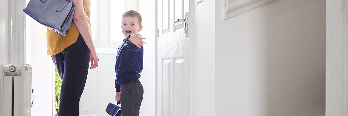 Reopening schools primary white boy leaving home